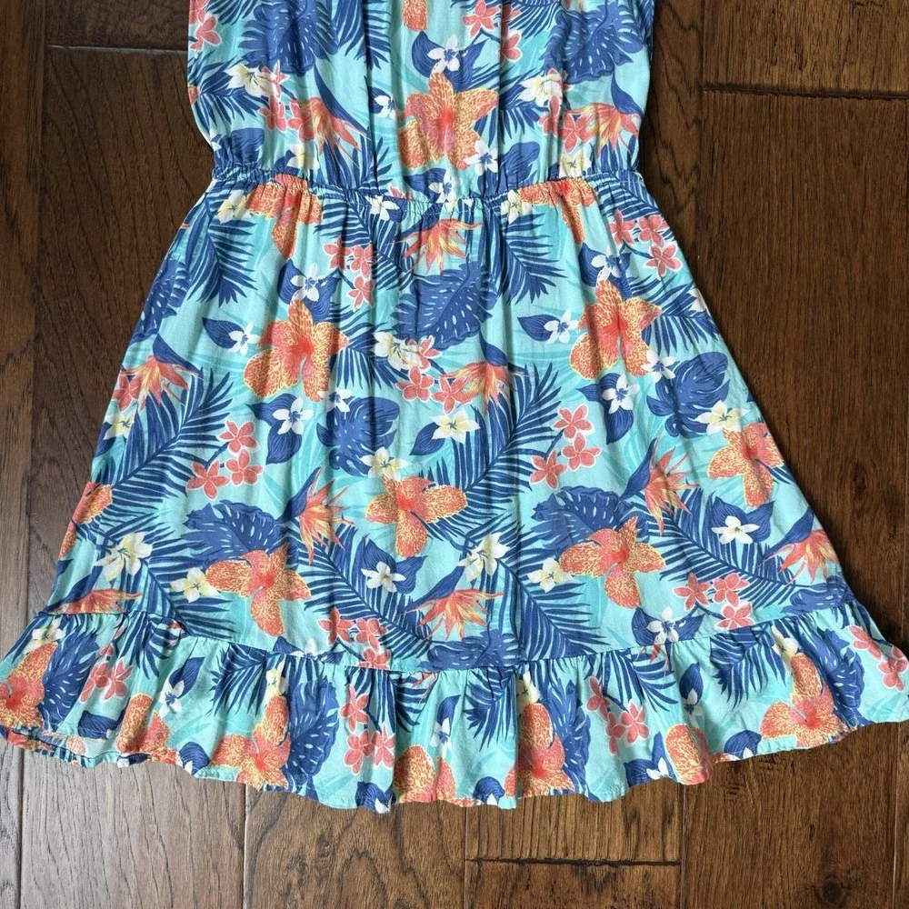 The Children's Place Cold Shoulder Dress Rayon Tropical Coastal Casual Size 14